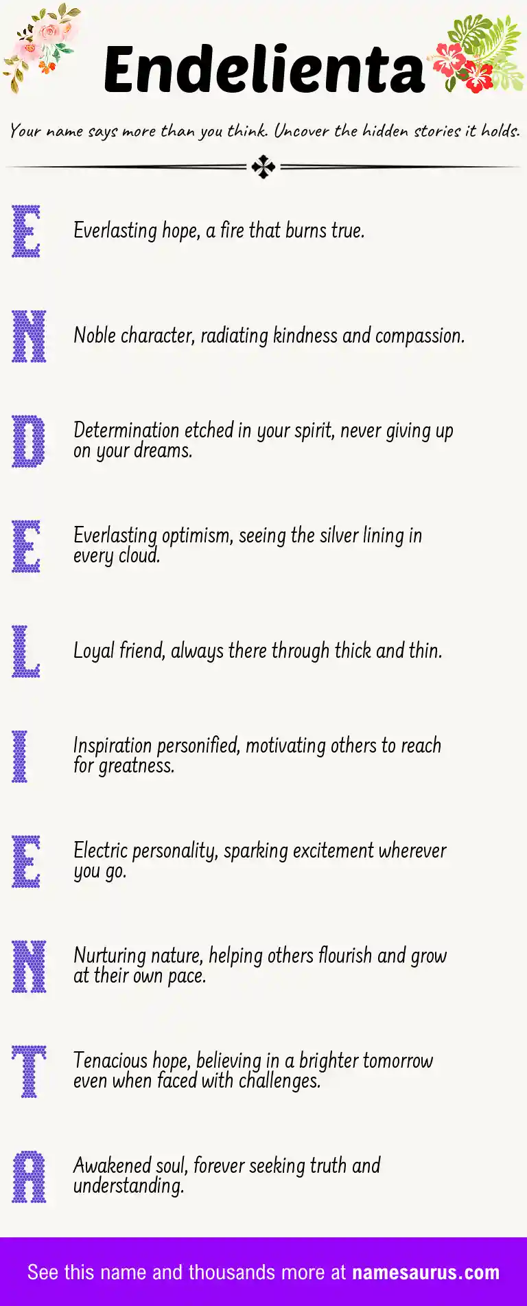 Acrostic poem about Endelienta.