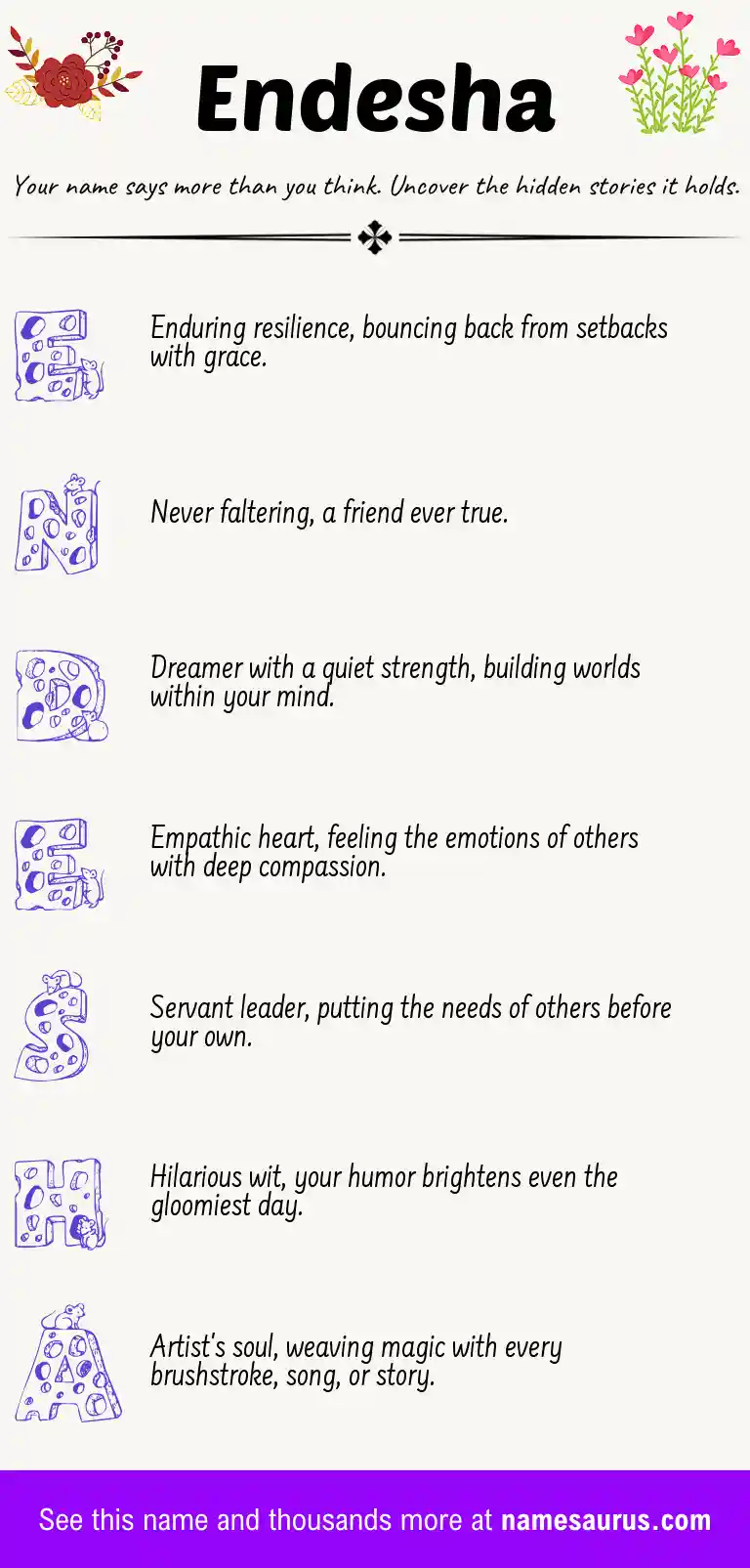 Acrostic poem about Endesha.