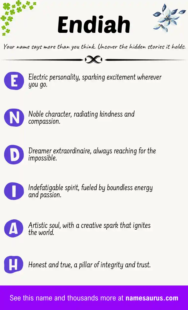 Acrostic poem about Endiah.