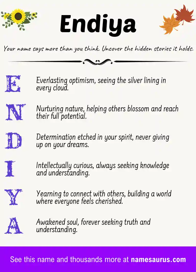 Acrostic poem about Endiya.