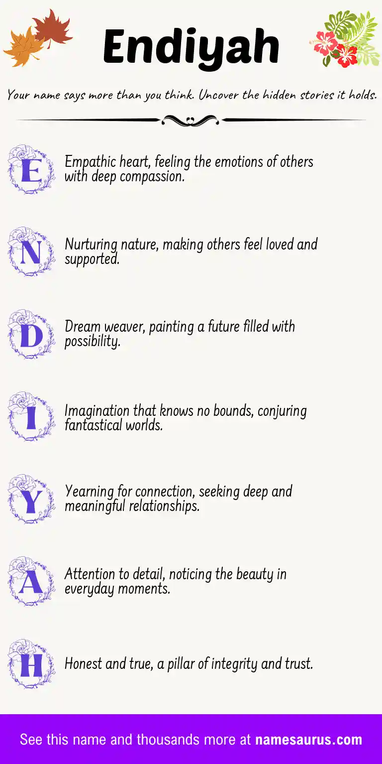 Acrostic poem about Endiyah.