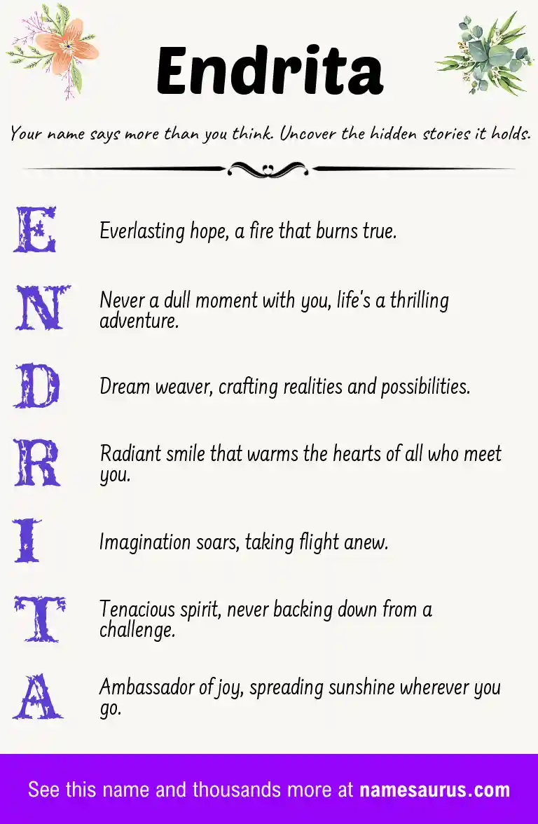 Acrostic poem about Endrita.