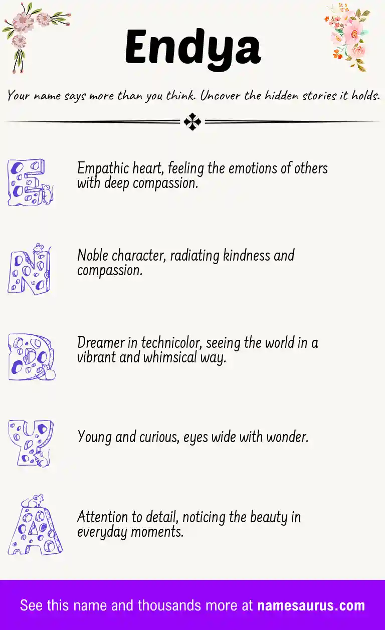 Acrostic poem about Endya.