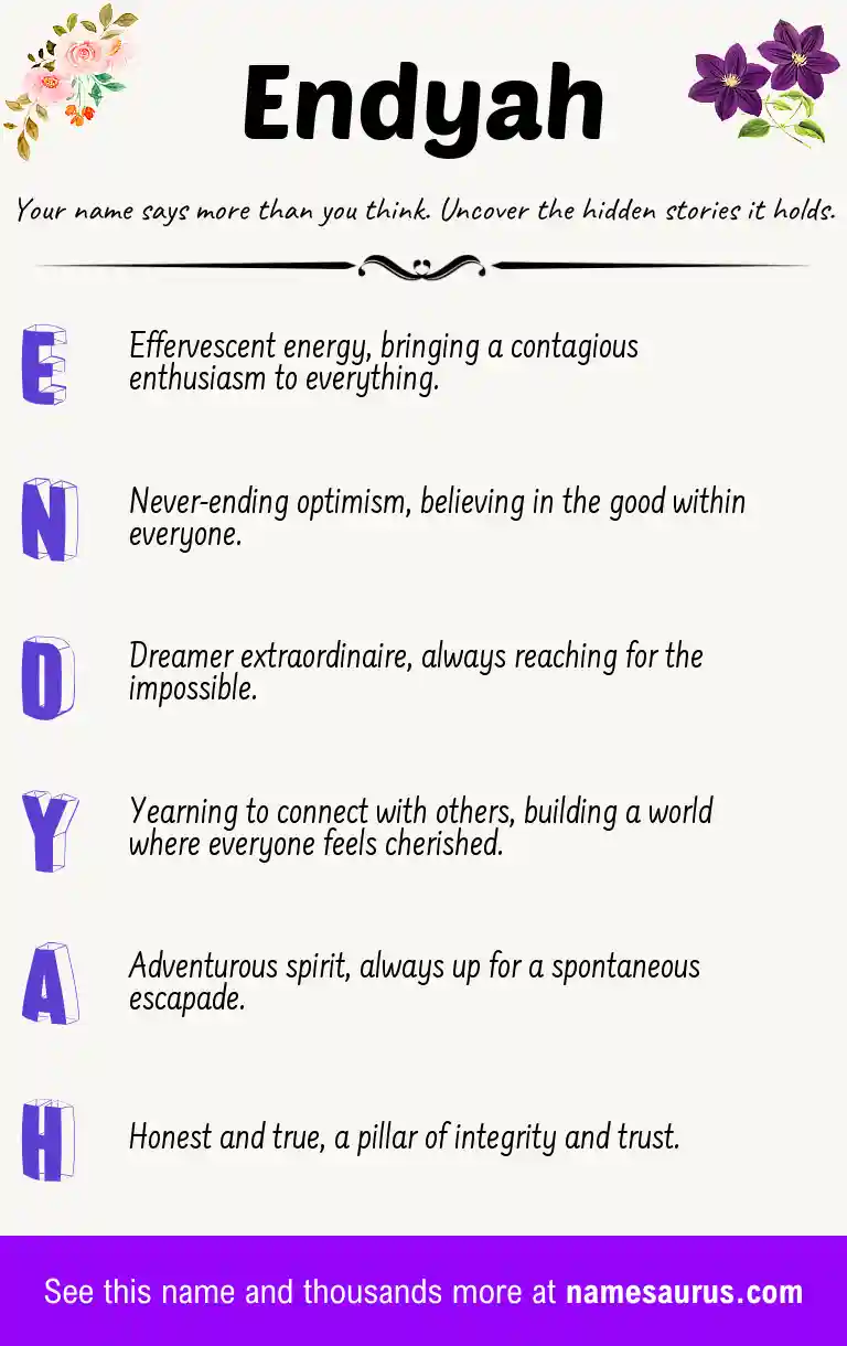 Acrostic poem about Endyah.