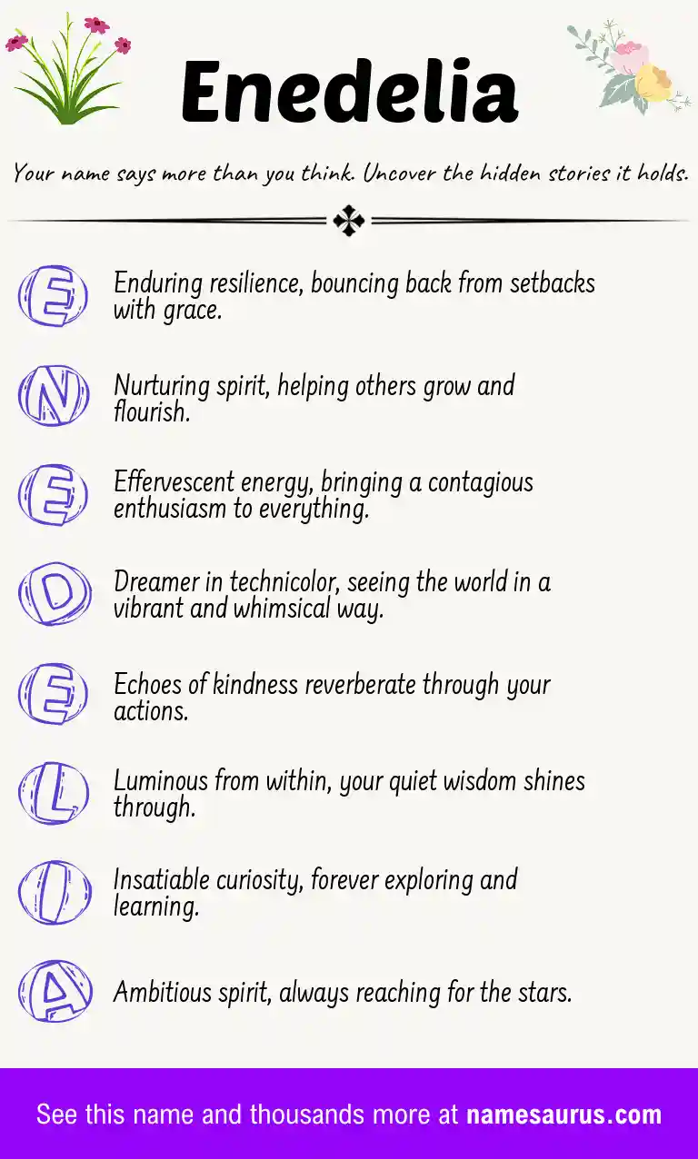 Acrostic poem about Enedelia.