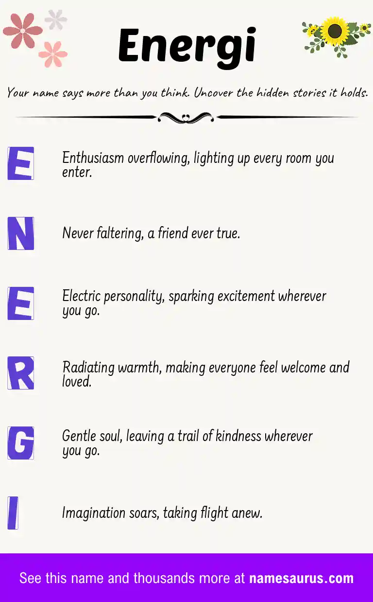 Acrostic poem about Energi.