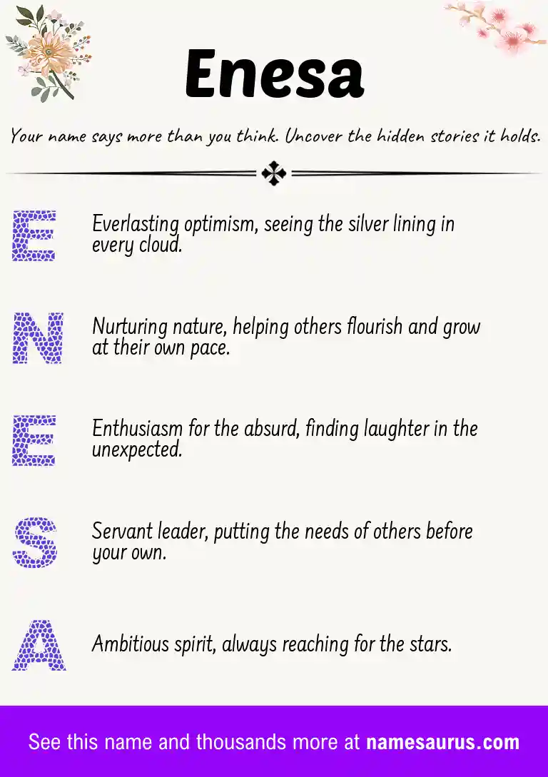 Acrostic poem about Enesa.
