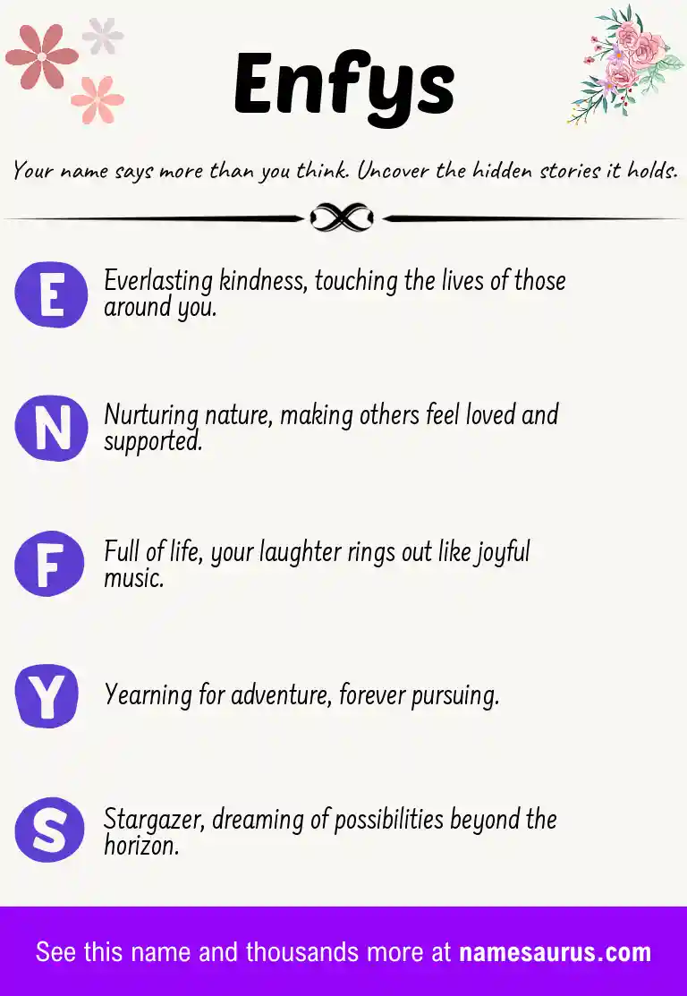 Acrostic poem about Enfys.