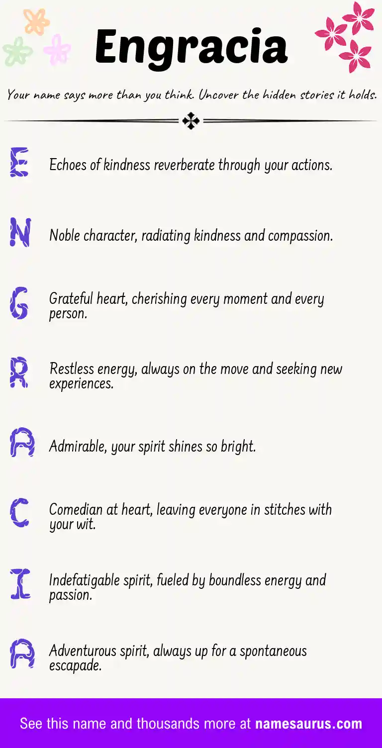 Acrostic poem about Engracia.