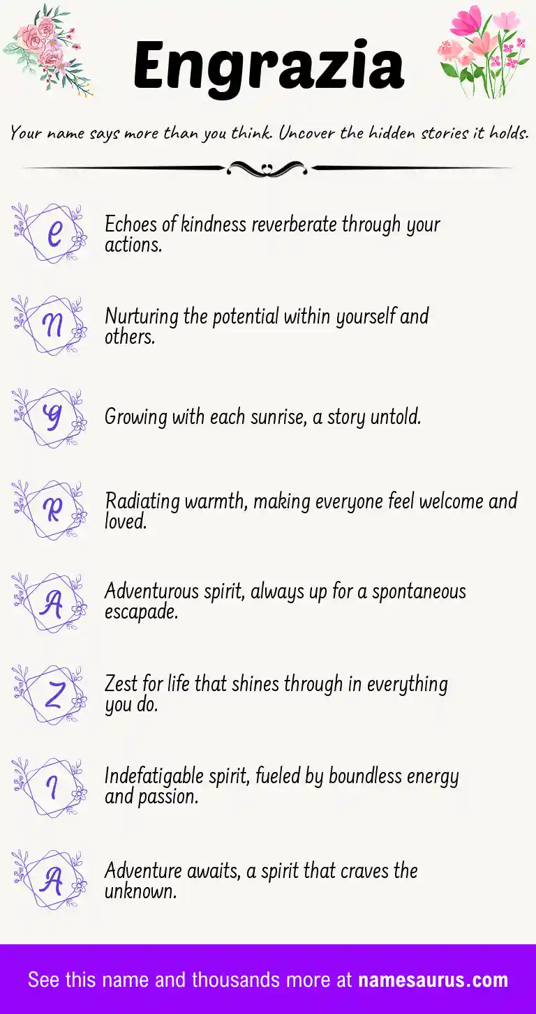 Acrostic poem about Engrazia.