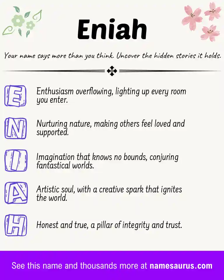 Acrostic poem about Eniah.