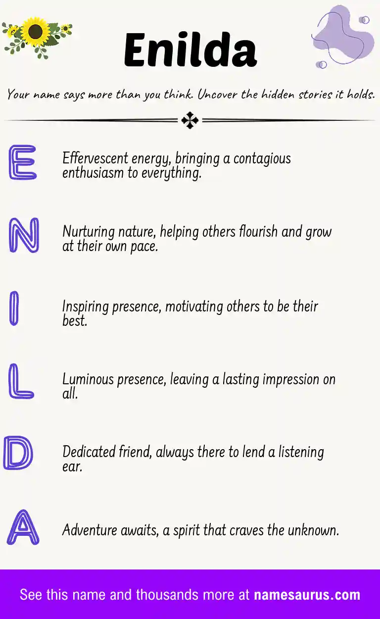 Acrostic poem about Enilda.