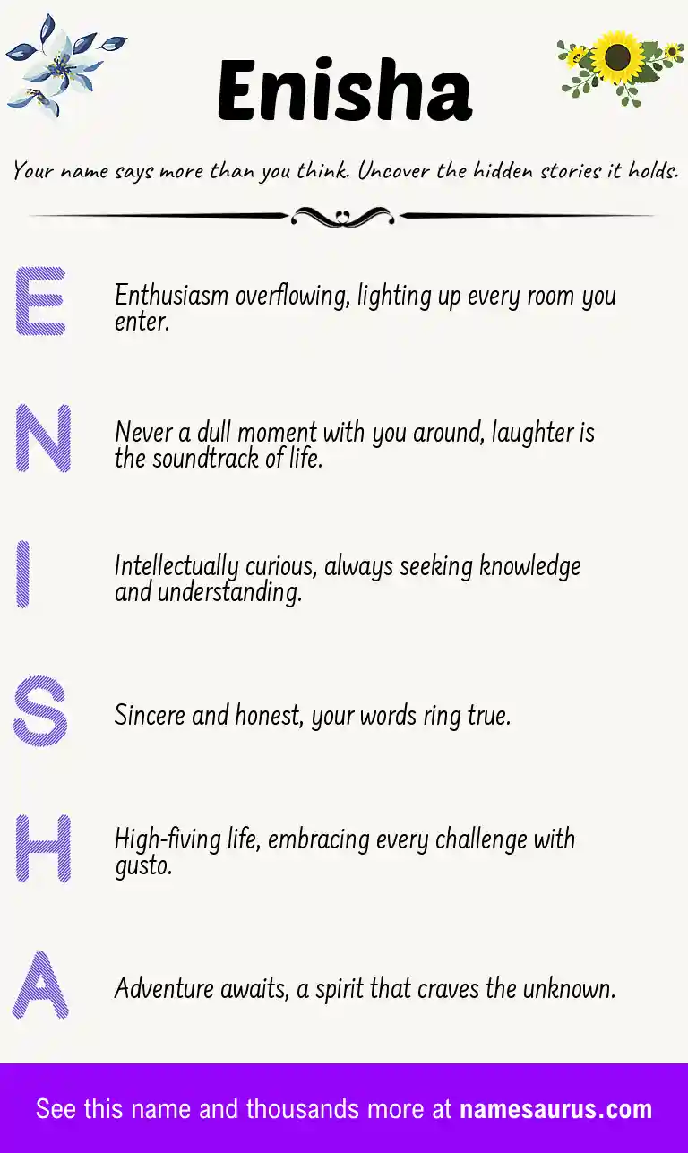 Acrostic poem about Enisha.