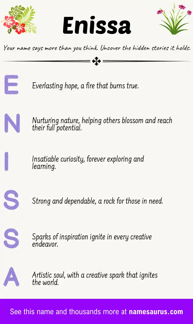 Acrostic poem about Enissa.