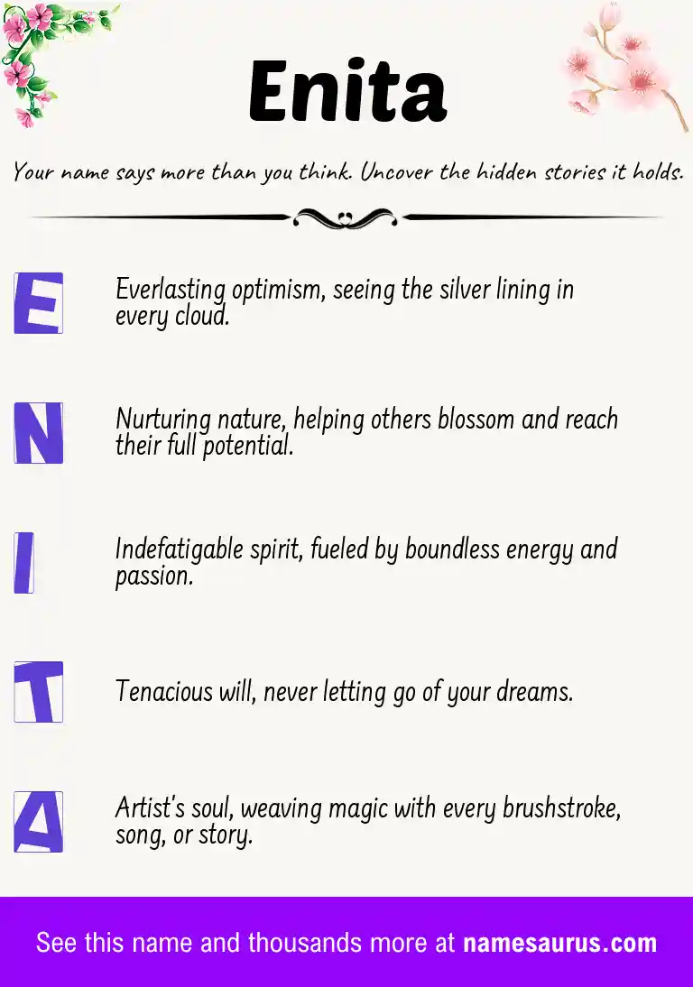 Acrostic poem about Enita.