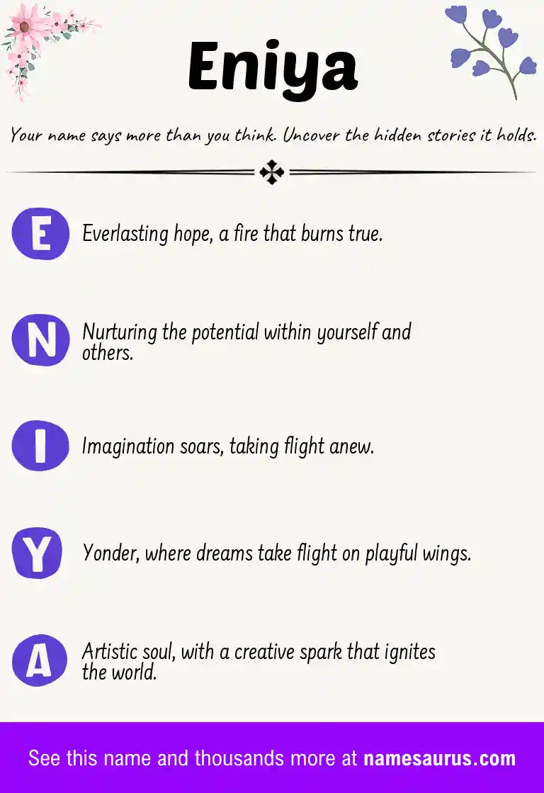 Acrostic poem about Eniya.