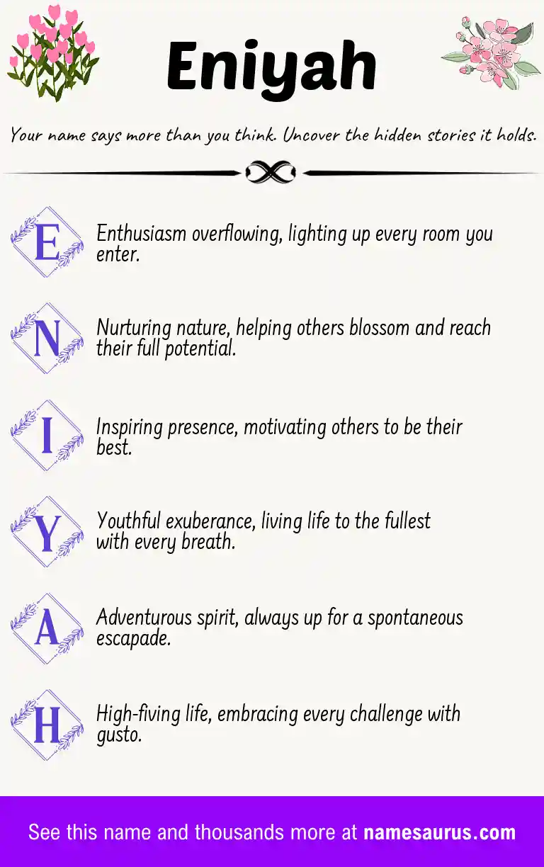Acrostic poem about Eniyah.