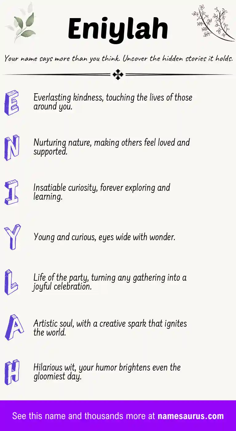 Acrostic poem about Eniylah.