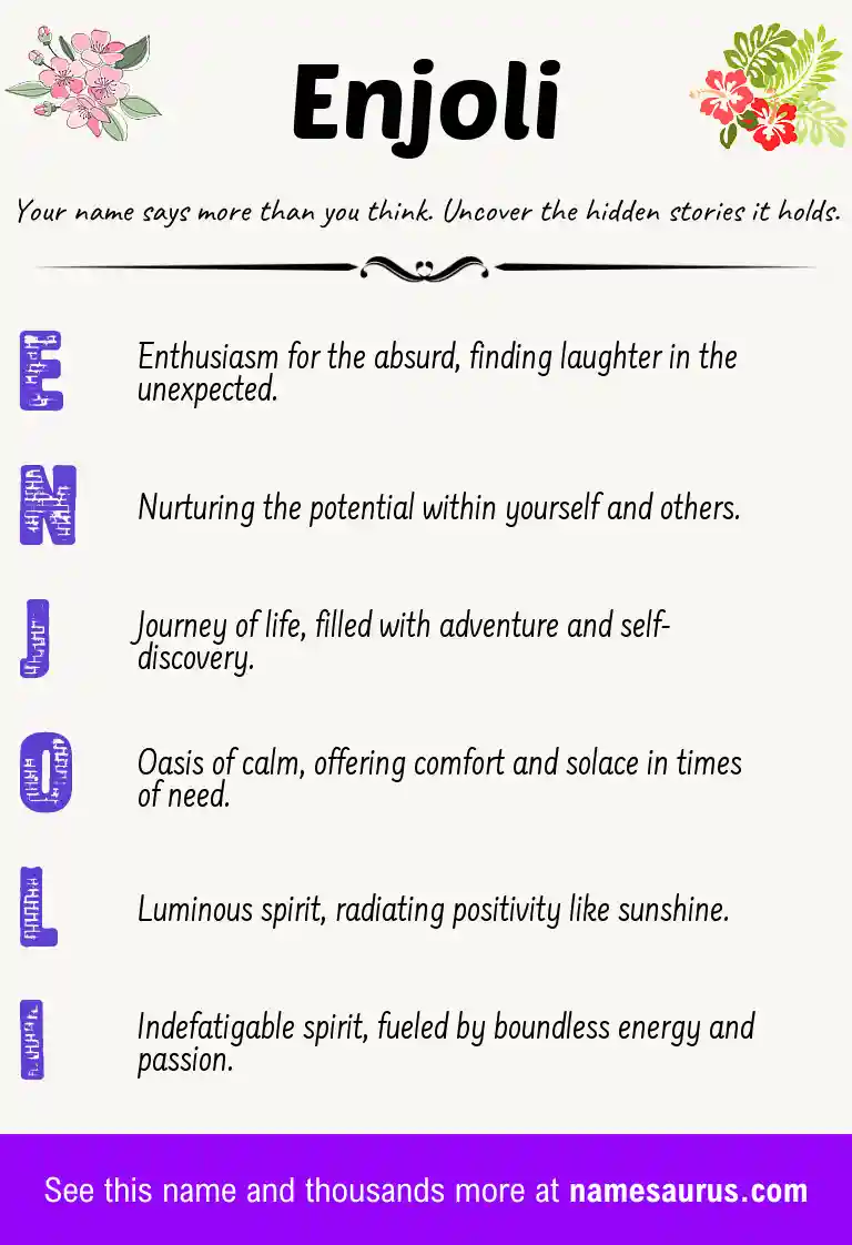 Acrostic poem about Enjoli.
