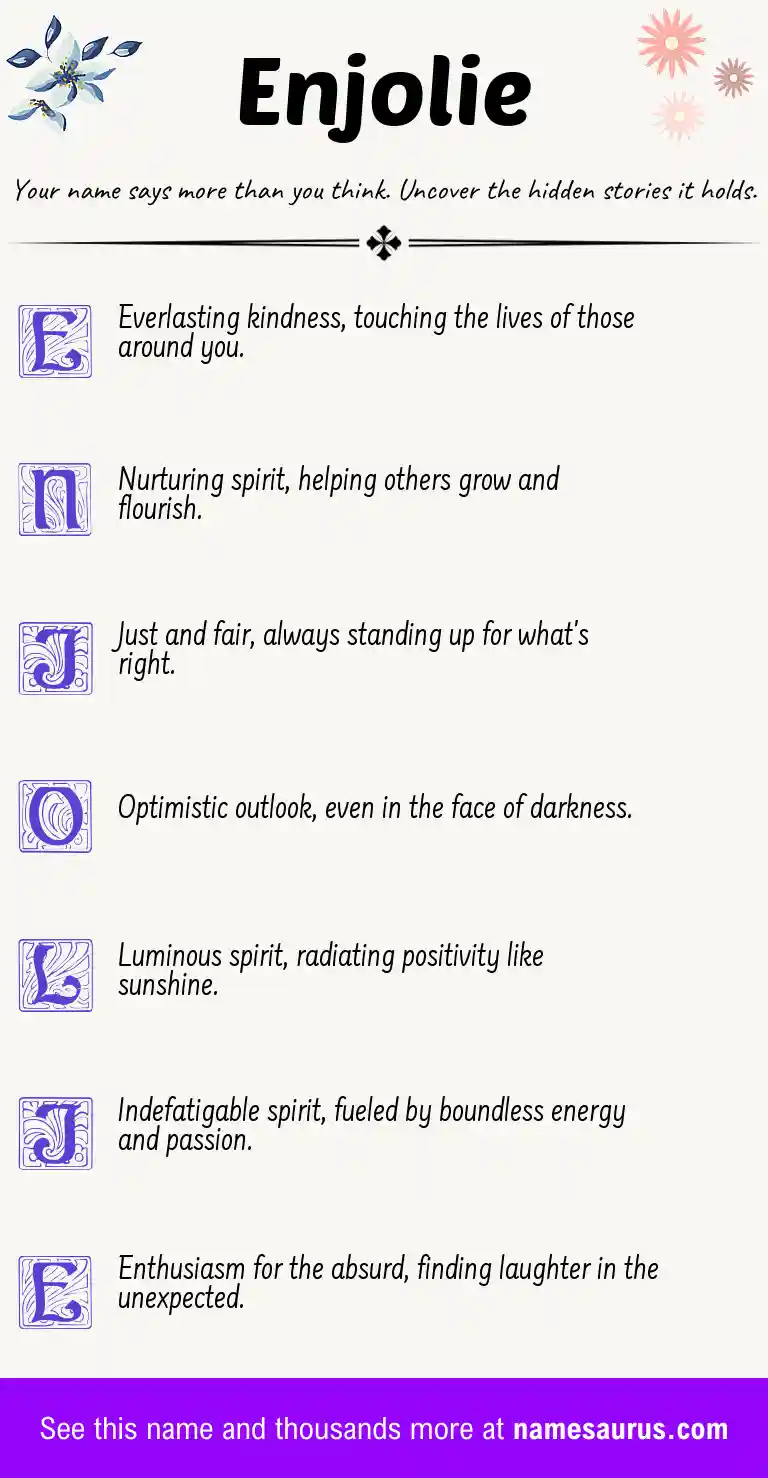 Acrostic poem about Enjolie.