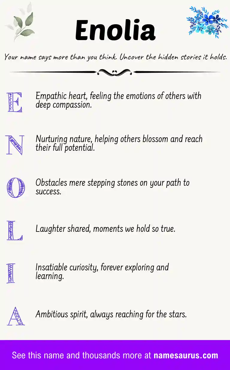 Acrostic poem about Enolia.