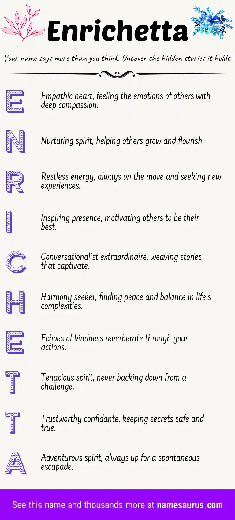 Acrostic poem about Enrichetta.