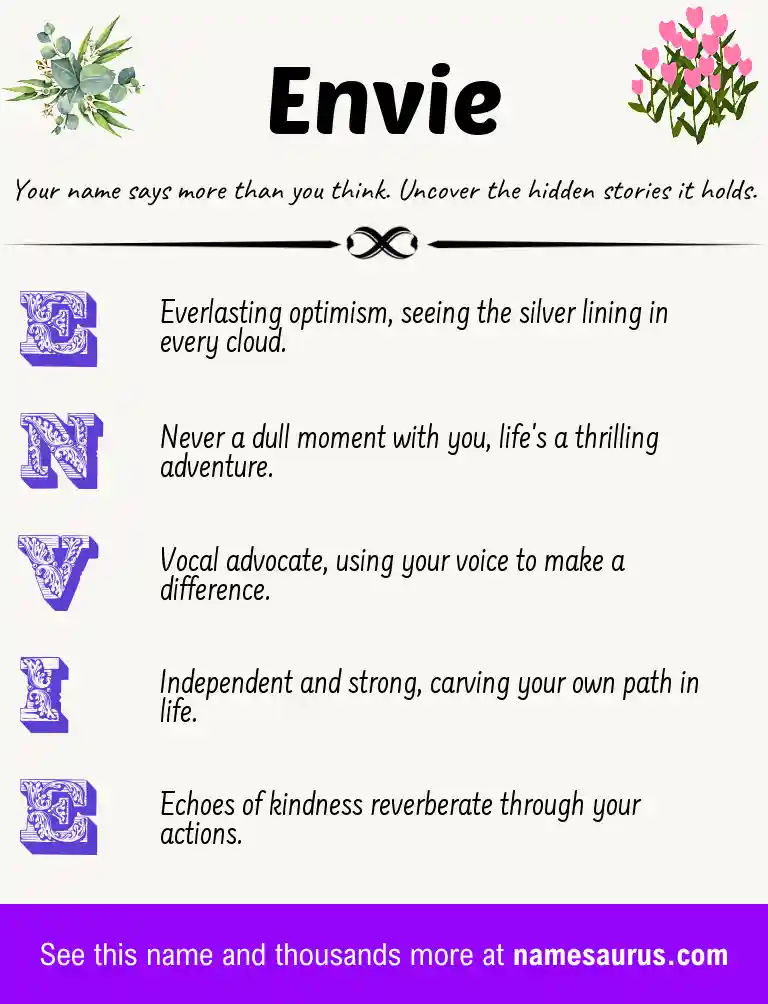 Acrostic poem about Envie.