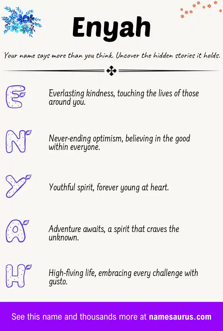 Acrostic poem about Enyah.