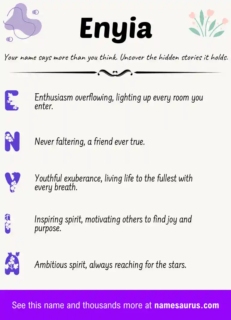 Acrostic poem about Enyia.
