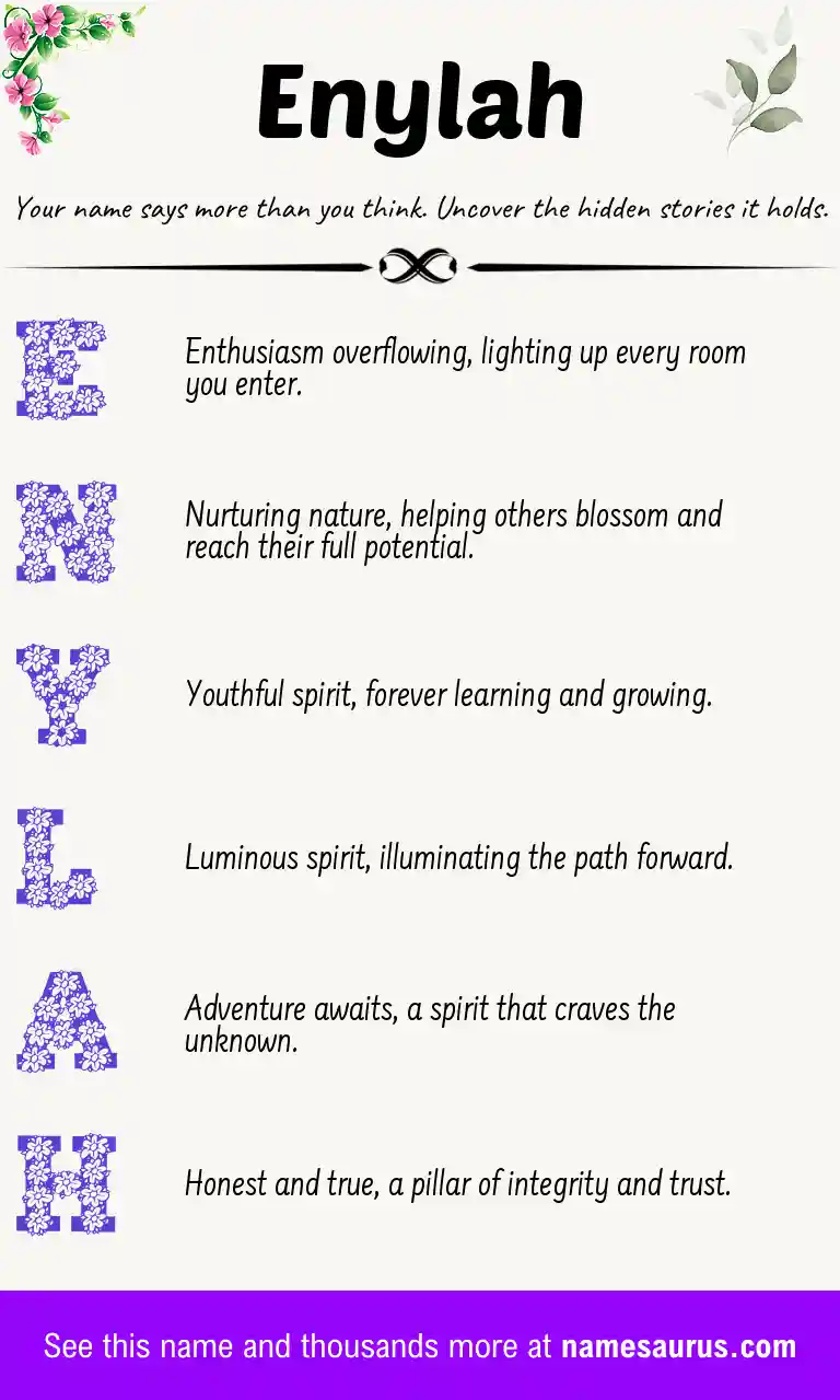 Acrostic poem about Enylah.