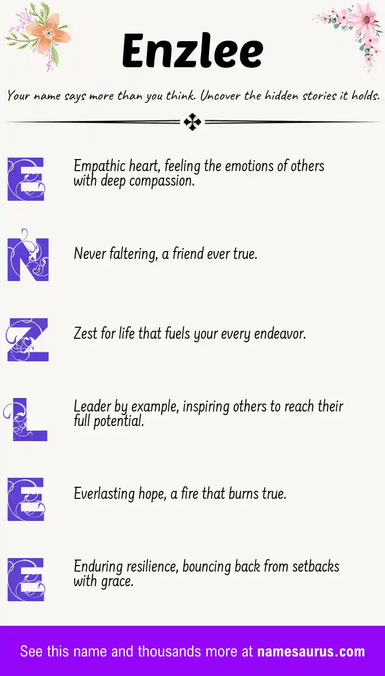 Acrostic poem about Enzlee.