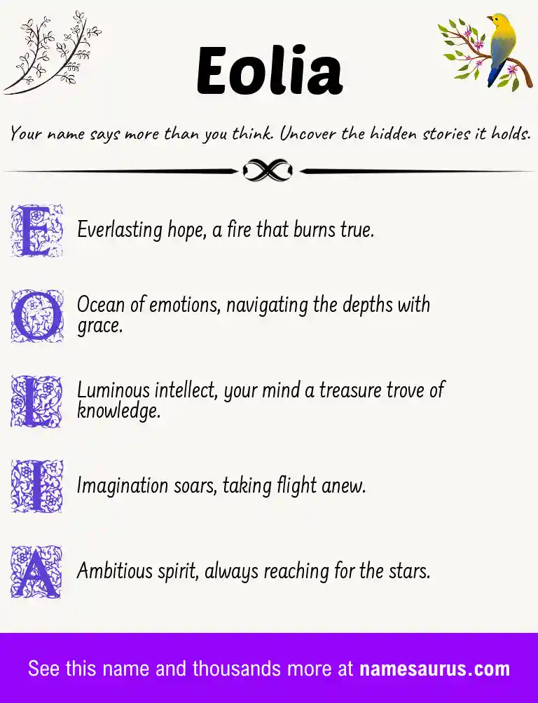 Acrostic poem about Eolia.