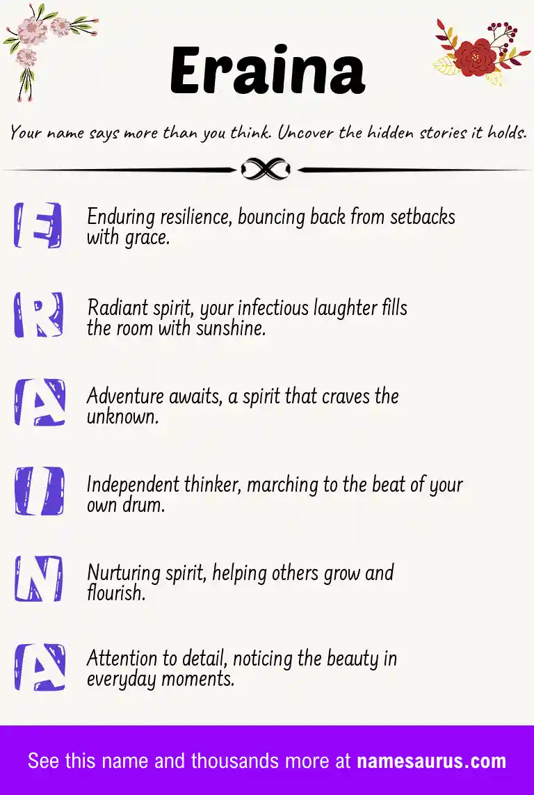 Acrostic poem about Eraina.