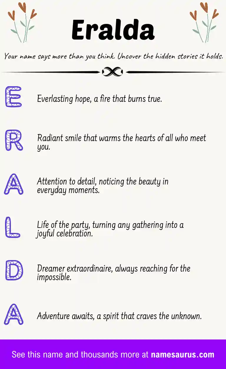 Acrostic poem about Eralda.