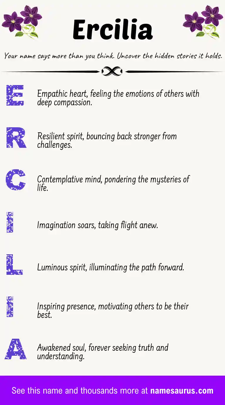 Acrostic poem about Ercilia.