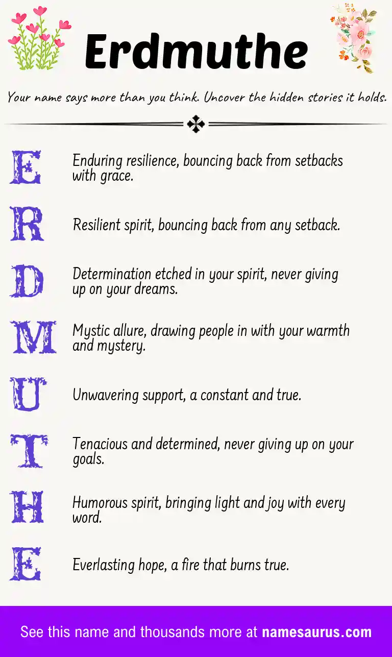 Acrostic poem about Erdmuthe.