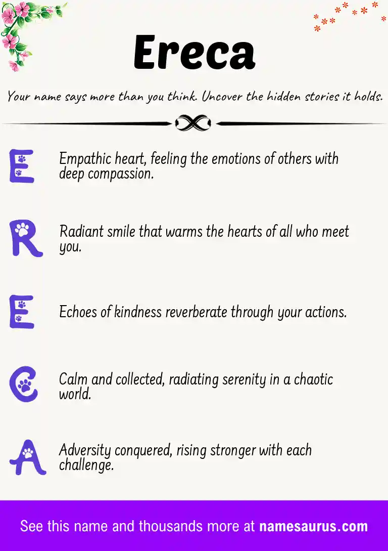 Acrostic poem about Ereca.
