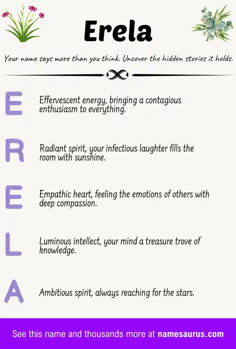 Acrostic poem about Erela.