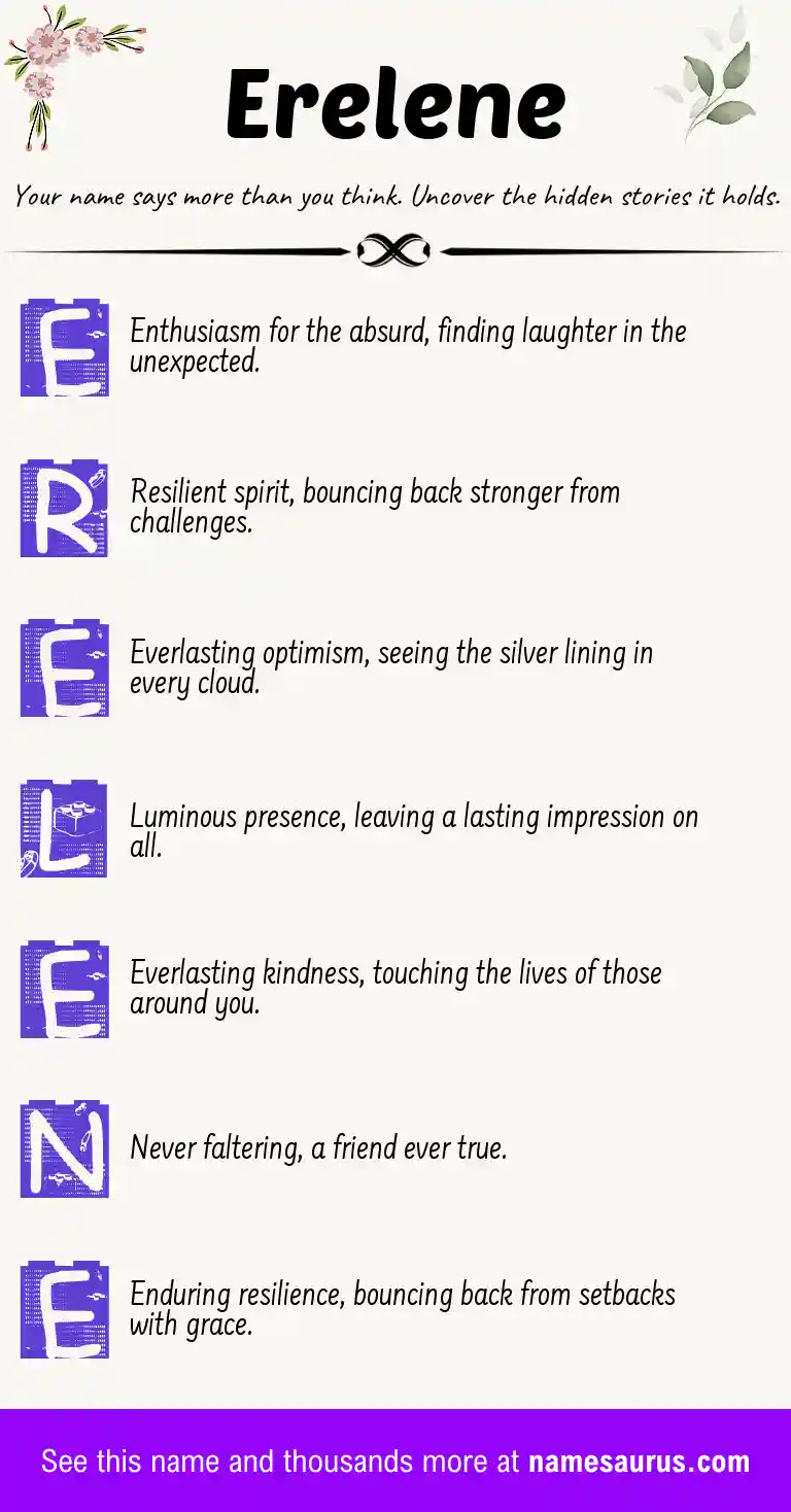 Acrostic poem about Erelene.
