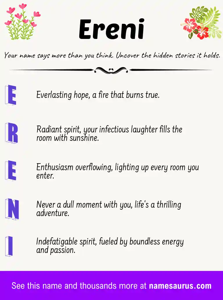 Acrostic poem about Ereni.