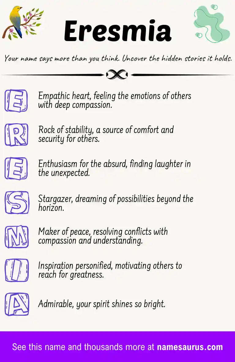 Acrostic poem about Eresmia.
