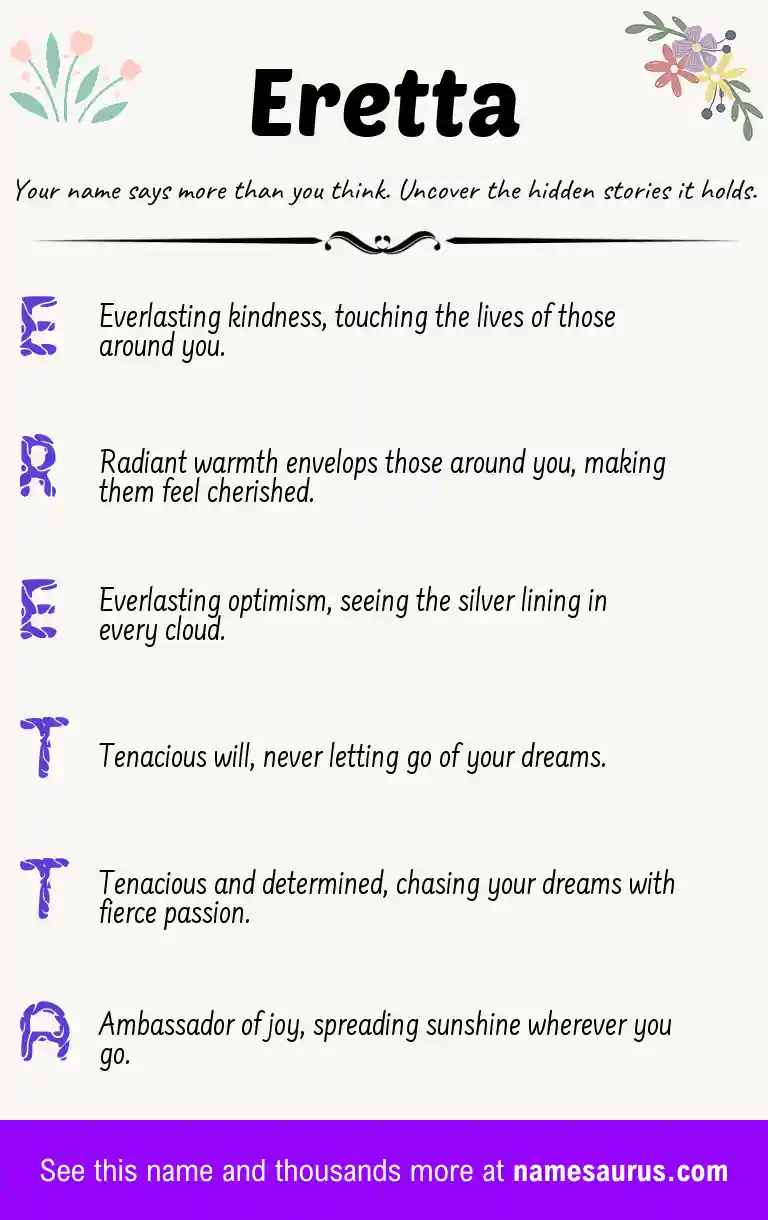 Acrostic poem about Eretta.