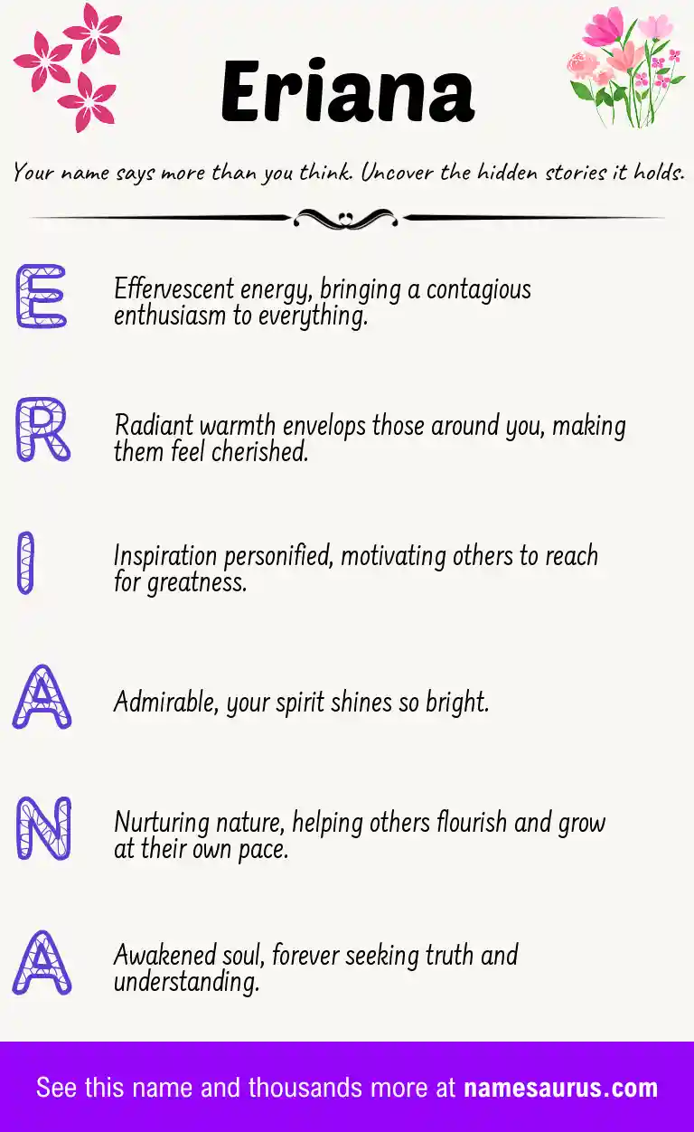 Acrostic poem about Eriana.