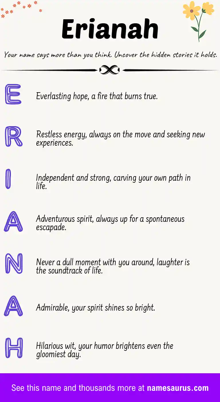 Acrostic poem about Erianah.