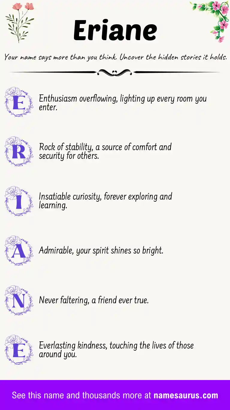 Acrostic poem about Eriane.
