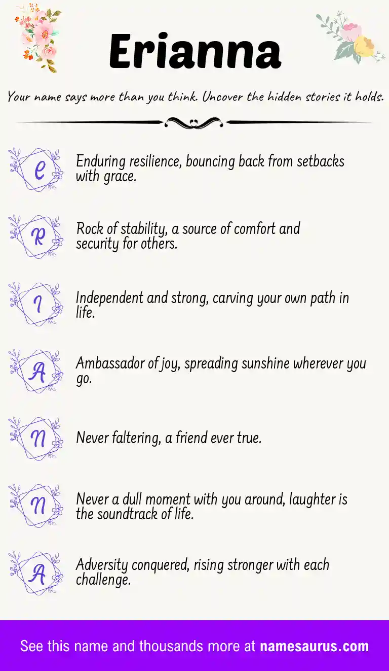 Acrostic poem about Erianna.