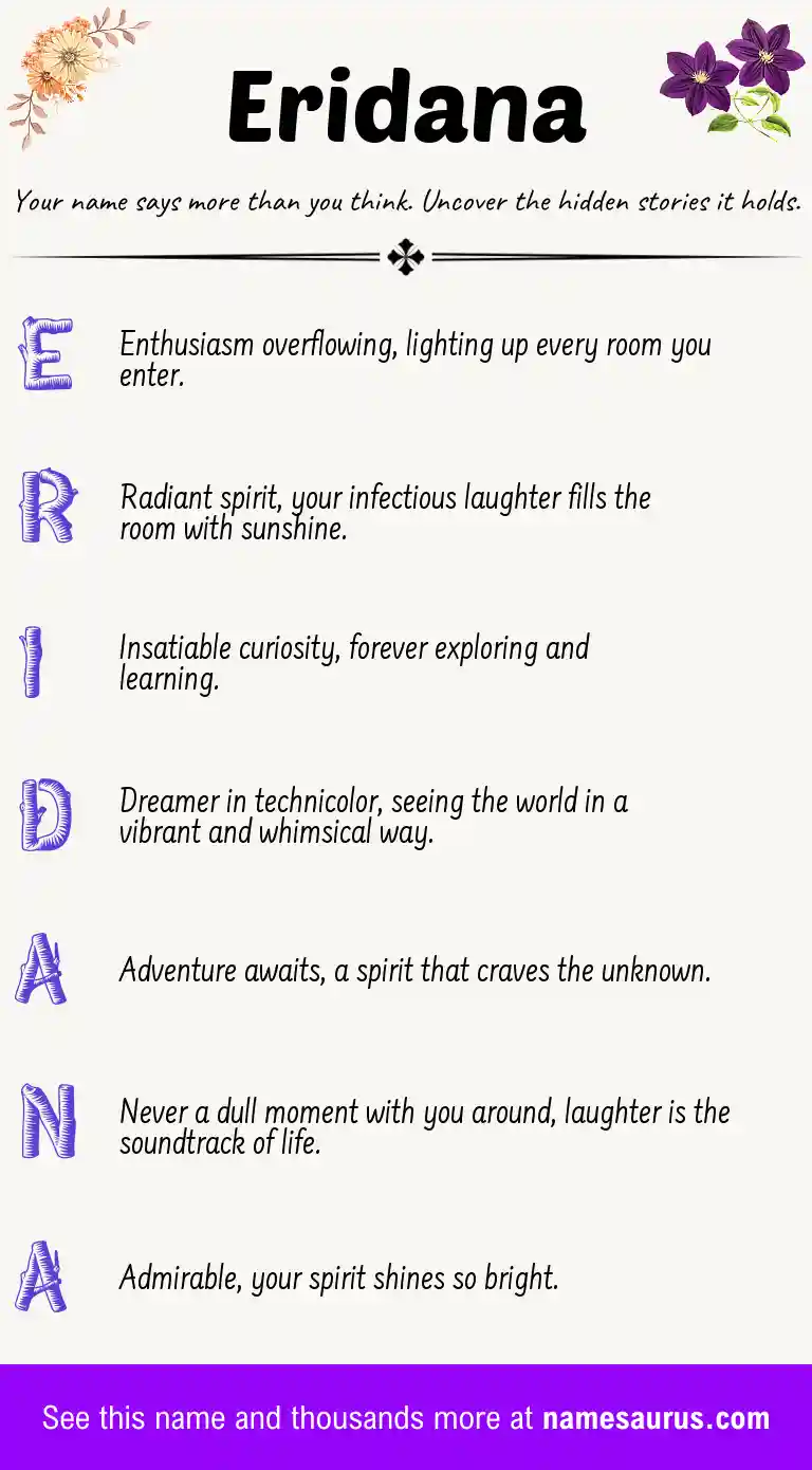 Acrostic poem about Eridana.