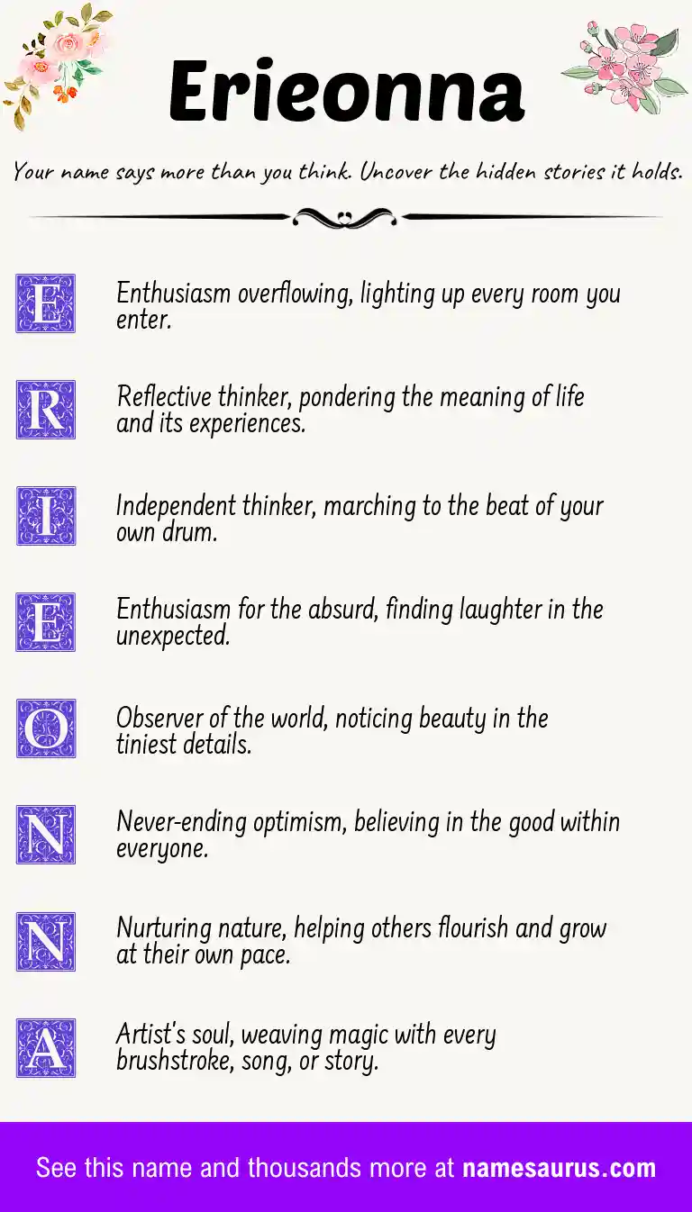 Acrostic poem about Erieonna.