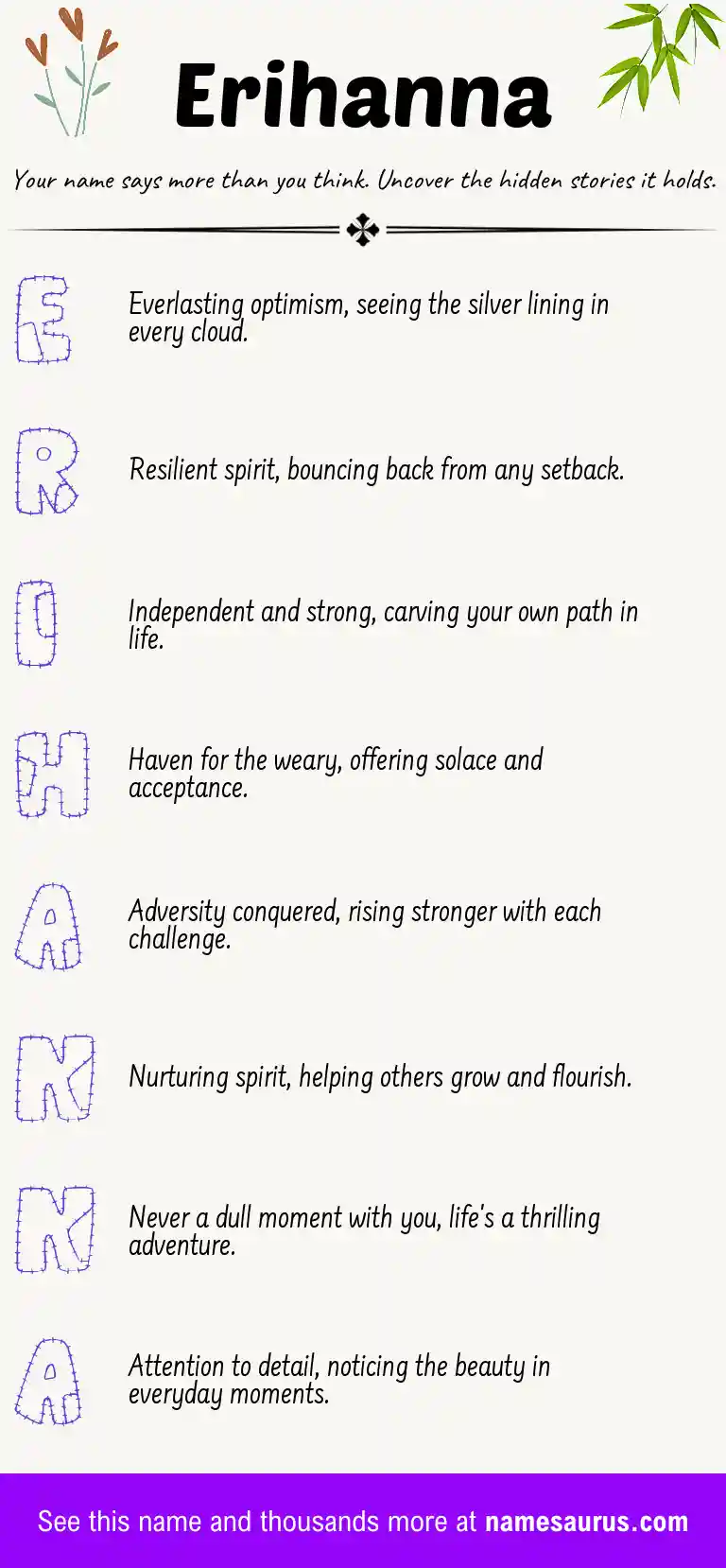 Acrostic poem about Erihanna.