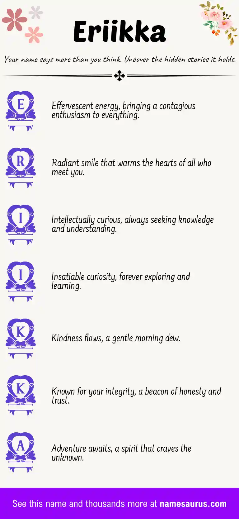 Acrostic poem about Eriikka.